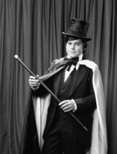 Jose Rey doing a magic act in Sarasota, Florida.