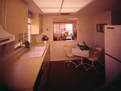 Interior view showing the kitchen of an apartment in Sarasota, Florida.