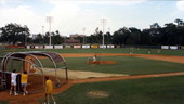View overlooking the FSU ballpark during batting practice in Tallahassee, Florida.