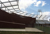 Close-up view showing grandstand at the FSU ballpark in Tallahassee, Florida.