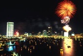 Fireworks over skyline during festival in Jacksonville.