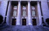 Close-up view of the historic U.S. Courthouse and Post Office building in Tampa.
