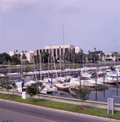 Boats docked at marina in Sanford, Florida.
