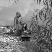 Person fishing in downtown Blountstown, Florida.