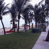 View showing a few beachgoers at Deerfield Beach, Florida.