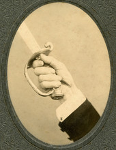 Sword in hand of Dr. Cyrus Reed Teed, founder of the Koreshan Universology.