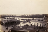 Bird's eye view looking over a section of Everglades City following the 1926 hurricane.