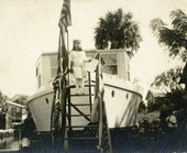 Young Koreshan Helen Bessemer (later Stollnitz) christening the "The Estero".