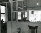 Interior view showing office of the K.U. filling station in Estero, Florida.