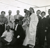 Koreshans Laurie Bubbett and Hedwig Michel, at left, posing with group during Europa trip.