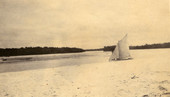 Koreshan sailboat on the beach at Estero Island.