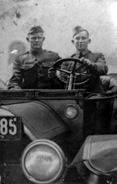 World War I soldiers from Madison County in army vehicle