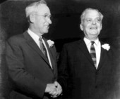 Bill Shands and W.T. Davis shaking hands - Madison County, Florida