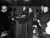 Legislators taking the oath of office from Supreme Court Justice E. Harris Drew - Tallahassee, Florida.