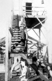 Edwina Warren and friends at "look out" post during the war - Greenville, Florida