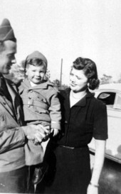Colin P. Kelly III visiting with his Aunt Emy Kelly (Howerton) - Camp Blanding, Florida
