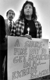 Sunrise vigil attended by Karen Patrick and Leon Wright against the execution of James Adams - Starke, Florida