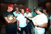 Jack Rudloe works on a compromise with shrimp fishermen - Tallahassee, Florida
