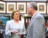Florida State Representative Trudi Williams, R-Fort Myers, asking House Speaker Allan Bense, R-Panama City, a question during the 2005 Legislature.