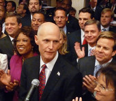 Florida Gov. Rick Scott congratulating lawmakers at the close of the 2012 regular session of the Legislature.
