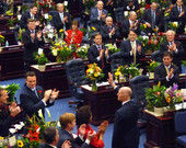 Governor Rick Scott acknowledging a standing ovation on the House floor during the 113th Legislative session.