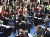 Representative John Legg, R-Port Richey, receiving a standing ovation on the House floor after being selected as Speaker-pro tempore.