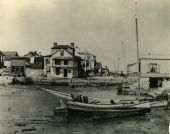 Looking north at yacht basin located at Bay St. and Cathedral Place in St. Augustine, Florida.