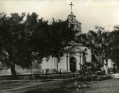 Old Spanish cathedral and plaza in St. Augustine, Florida.