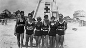Four life guards with two female admirers - Atlantic Beach