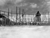 Grandstand under construction at the exposition hall - Bowling Green, Florida
