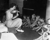 Storytelling time at Florida State College for Women nursery.