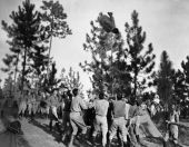 Florida National Guardsmen engaging in blanket toss