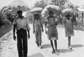 Farm workers carrying sacks of peas - Hardaway, Florida