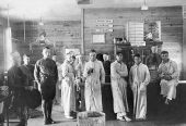 Soldiers relaxing in recreation hall - Camp Joseph E. Johnston