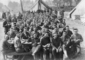Soldiers at outdoor mess - Camp Joseph E. Johnston