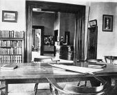 View of the circulation desk from reading room