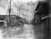 Flooded Bridge Street looking north from Adams - Jacksonville, Florida.