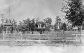 View across Munn Park to the railroad depot