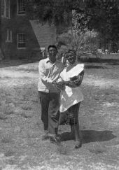 James Wayne Hurst and Jackie Blair Harvey in blackface costume for their junior and senior play - Macclenny, Florida.