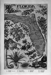 Map of Florida industries and products drawn by Mildred J. McMaster