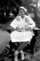 Gertrude Jones with her twins Arnold and Donald - Miami, Florida.
