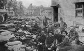Airing out the bunks - Camp Joseph E. Johnston