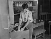 Pottery student at the the WPA's Camp Roosevelt - Ocala, Florida.