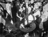 People standing on and around an oil well - Jefferson County, Florida