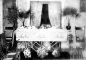 Casket in parlor - Palatka, Florida