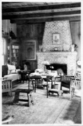 The living room fireplace in the main house at Tall Timbers - Tallahassee, Florida.