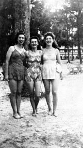 "Tallahassee Lassies" standing on the beach at the springs - Wakulla Springs, Florida
