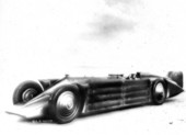 Sir Henry Segrave sitting in his Golden Arrow - Daytona Beach, Florida.
