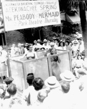 'Mermaids' in fishtank to promote film - Tampa, Florida.