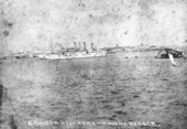 The wreck of the U.S. battleship "Maine" and the cruiser "New York" in Havana Harbor - Havana, Cuba